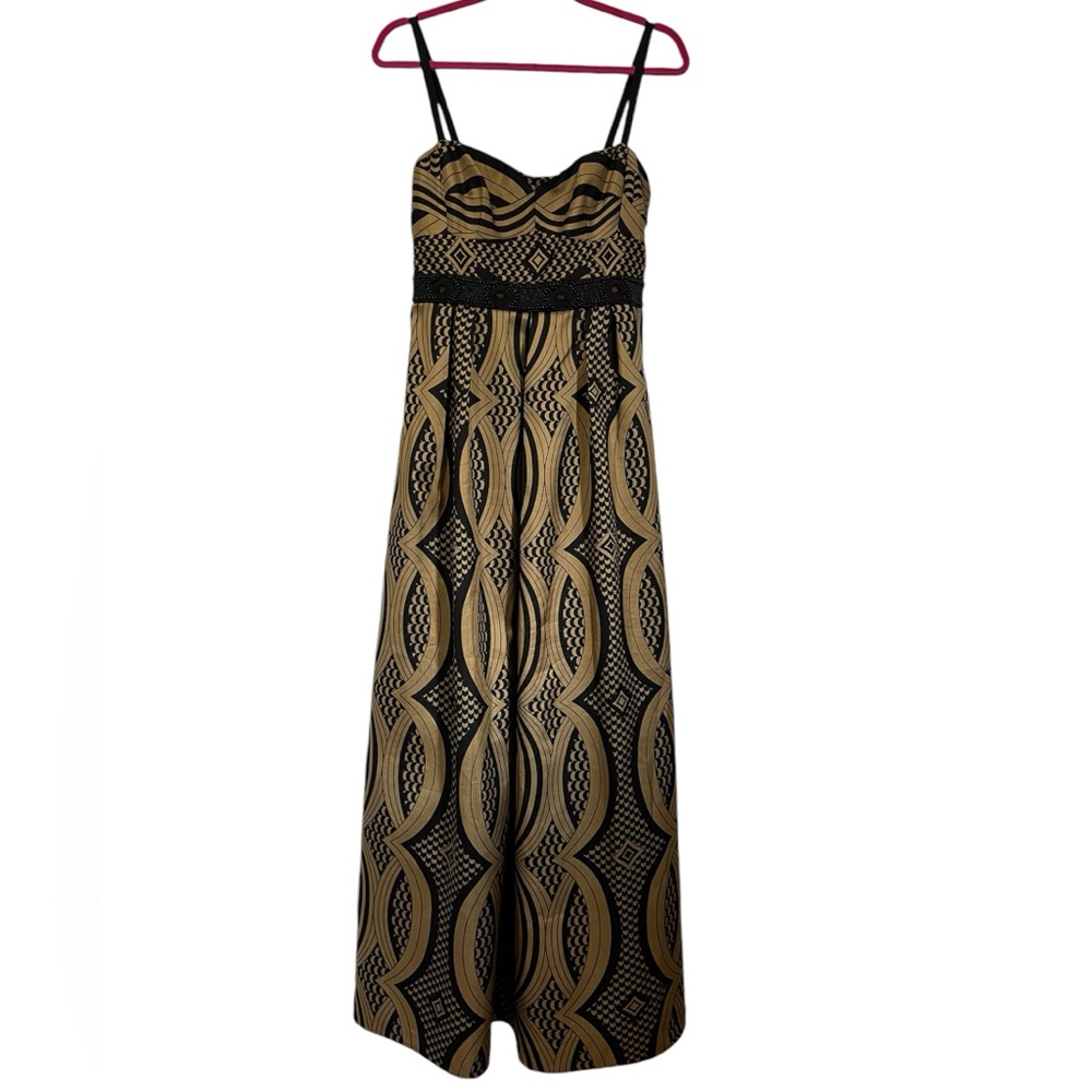 Nanette Lepore Indochine Black/Gold Designer Maxi Dress (Size 4)